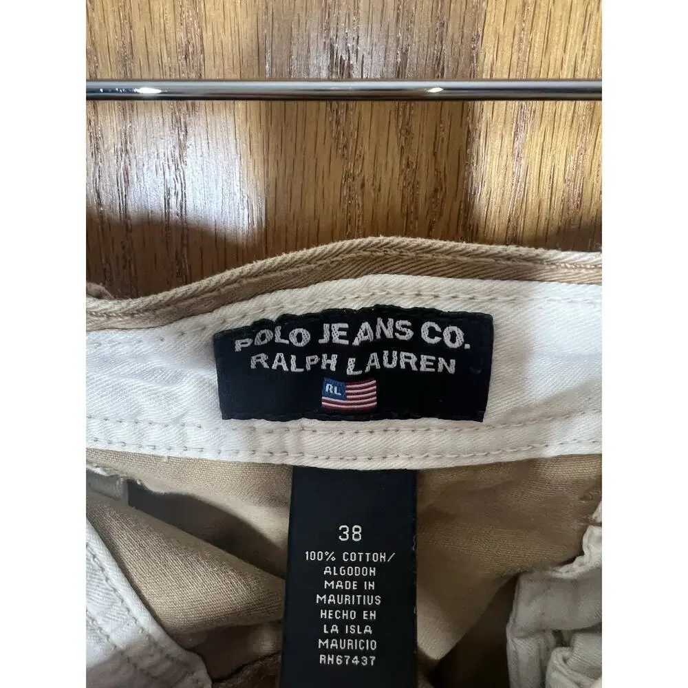 Polo Jeans Ralph Lauren Military Trousers Cargo Shorts 38 Khaki Vtg Y2K